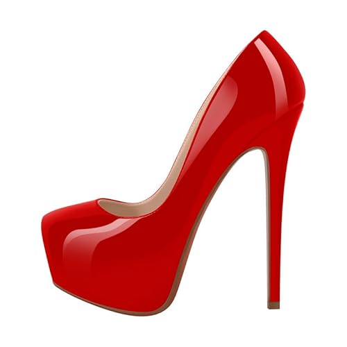 Meinabsatz Damen Klassische Plateau High Heels Slip on Pumps Stiletto Absatz Elegante Damenschuhe Lack Rot 45 EU Meinabsatz Damen Klassische Plateau High Heels Slip on Pumps Stiletto Absatz Elegante Damenschuhe Lack Rot 45 EU von Meinabsatz