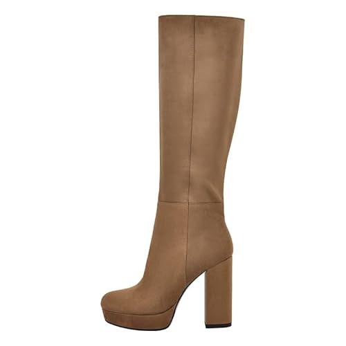 Meinabsatz Plateau Stiefel Klassisch Kniehoch Langschaftstiefel Knee High Boots mit Blockabsatz Wildlederoptik Braun 38 EU Meinabsatz Plateau Stiefel Klassisch Kniehoch Langschaftstiefel Knee High Boots mit Blockabsatz Wildlederoptik Braun 38 EU von Meinabsatz