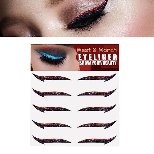 Glitzer-Eyeliner-Aufkleber - 5 Paar glitzernde, selbstklebende Eyeliner-Schablonen | Einfach anzuwenden, Eyeliner-Werkzeug, Aufkleber-Eyeliner, geflügelte Eyeliner-Schablone für Meindin von Meindin