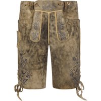 Meindl Lederhose aus Hirschleder, grau Stick von Meindl