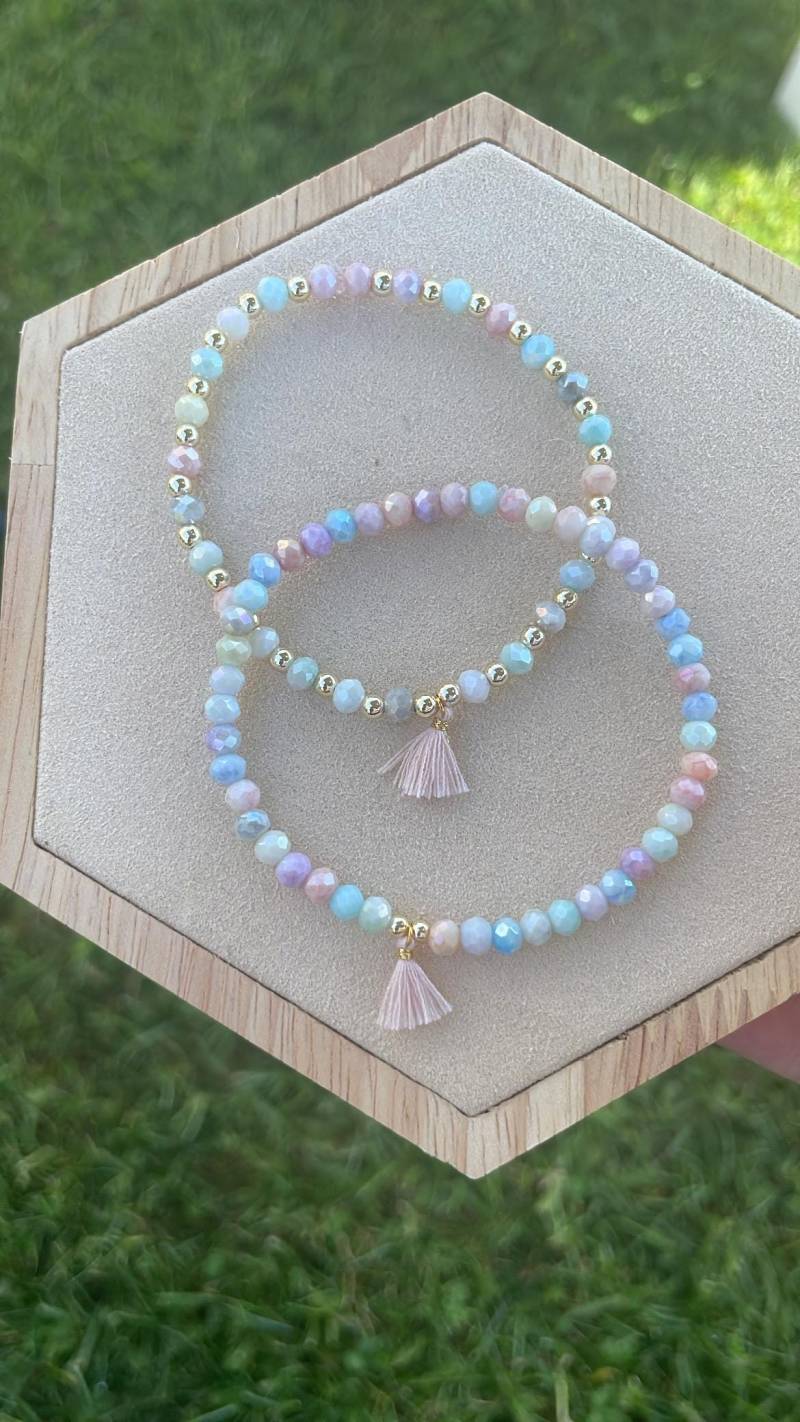 Perlenarmband Armband Facetten Glasperlen 4mm Pastell Perlenschmuck von MeinePerlenideen