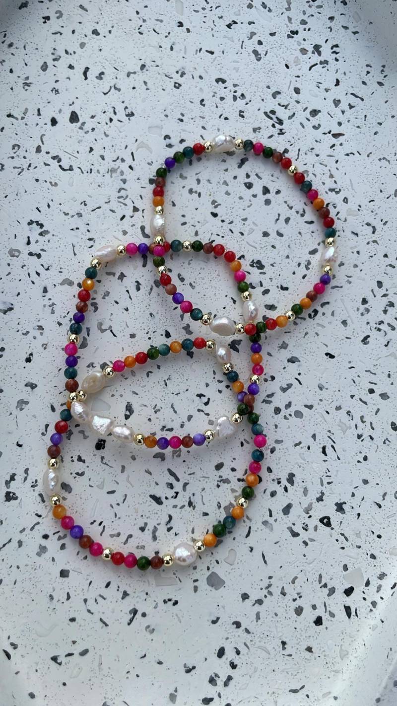 Perlenarmband Armband Glasperlen Süsswasserperlen 3mm Perlenschmuck Geschenidee Individuell von MeinePerlenideen