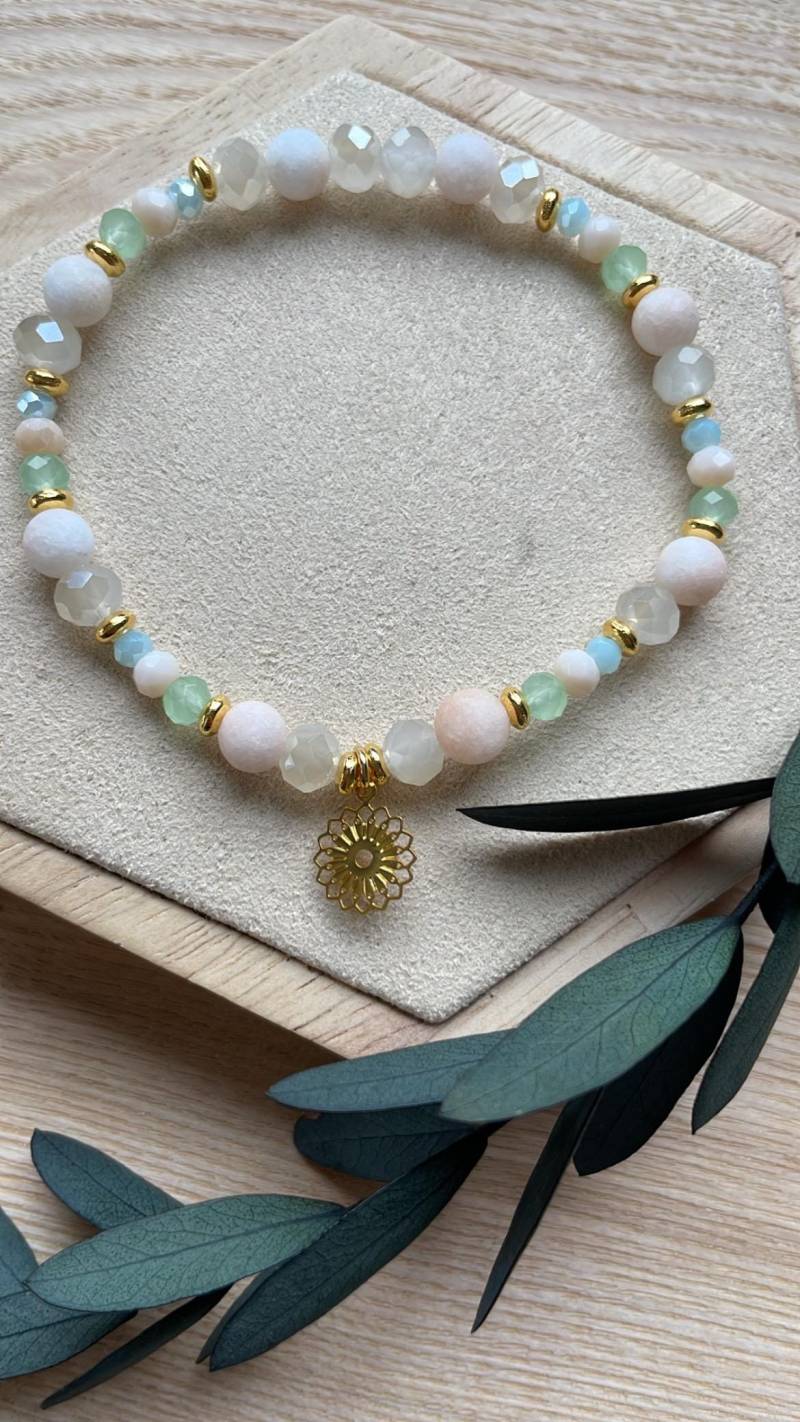 Perlenarmband Naturstein Chalcedon Halbedelstein Personalisierung Geschenkidee von MeinePerlenideen