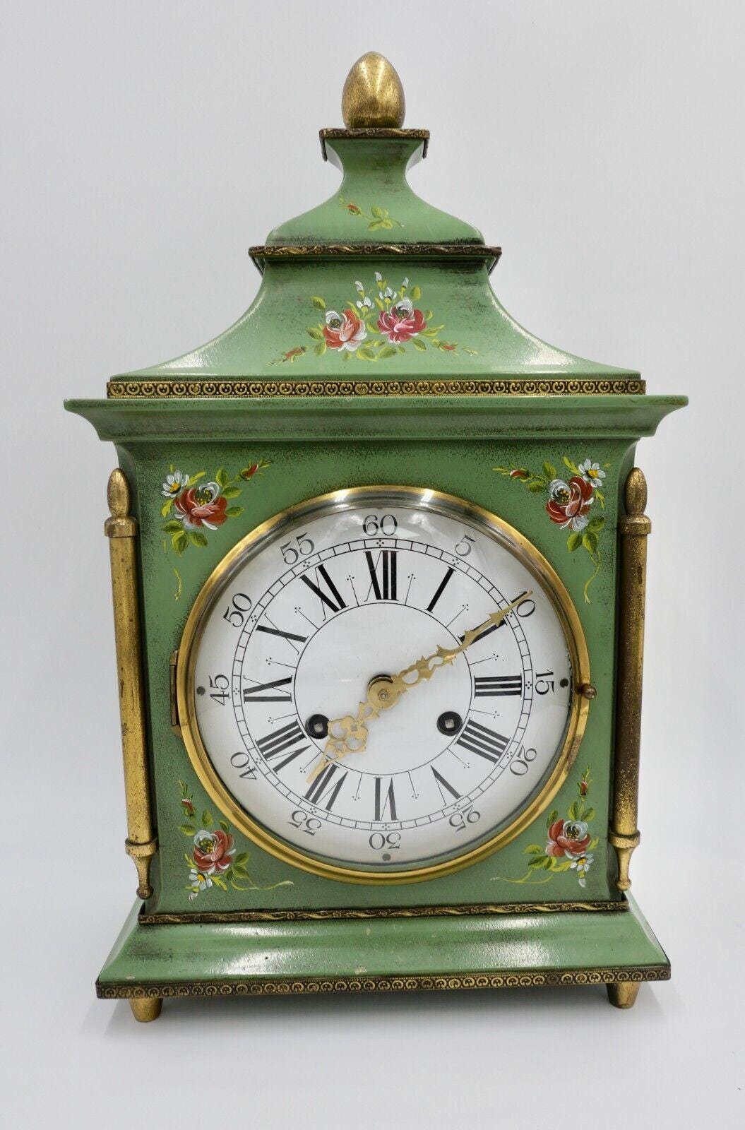 Alte Kaminuhr Tischuhr Floral Bemalt 72 140-071 Zinkguss Vergoldet 42 cm Alte Kaminuhr Tischuhr Floral Bemalt 72 140-071 Zinkguss Vergoldet 42 cm von MeineSachenWaren