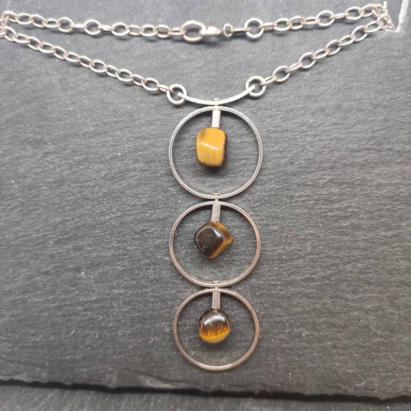 Ankerkette 73cm Tigerauge 925Er Silber Vintage Design Silberkette Kette Geschenk Patina Damen Geschenkidee Halskette Damenkette von MeineSchmuckliebe