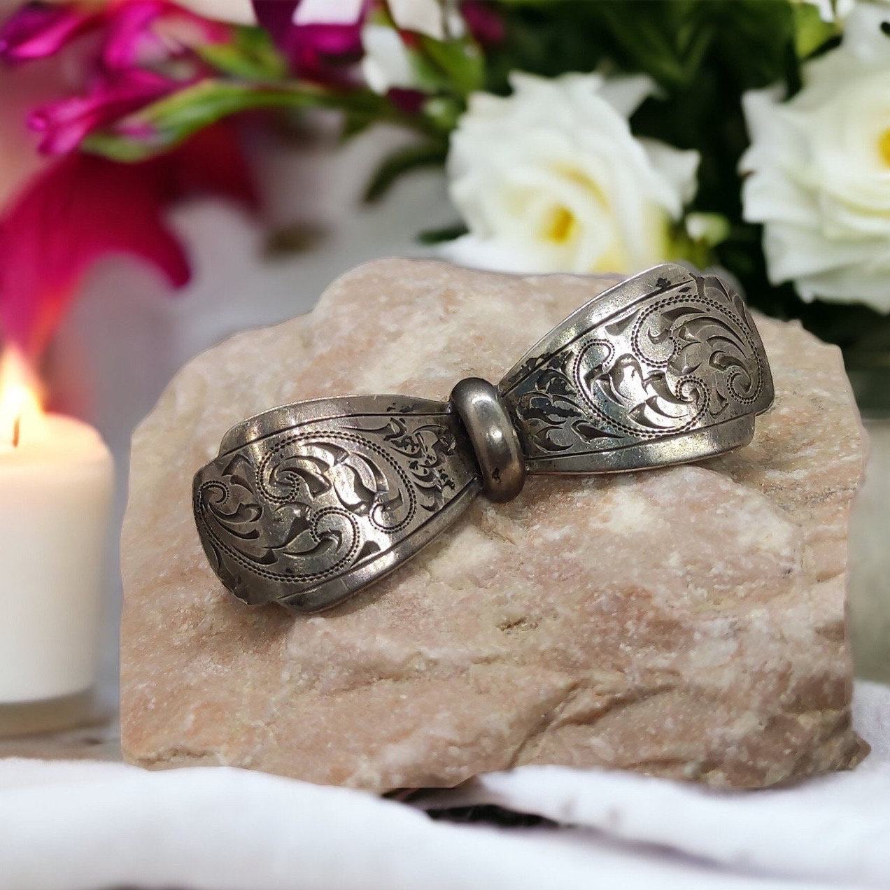 Brosche Damen 835Er Silber 46 X 16mm Silberbrosche Vintage Damenbrosche Jugendstil von MeineSchmuckliebe