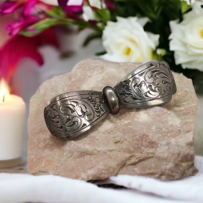 Brosche Damen 835Er Silber 46 X 16mm Silberbrosche Vintage Damenbrosche Jugendstil von MeineSchmuckliebe