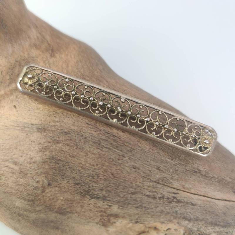 Brosche Echt Silber Vintage Design Patina Feine Verzierungen Geschenkidee Damen Edel Retro von MeineSchmuckliebe
