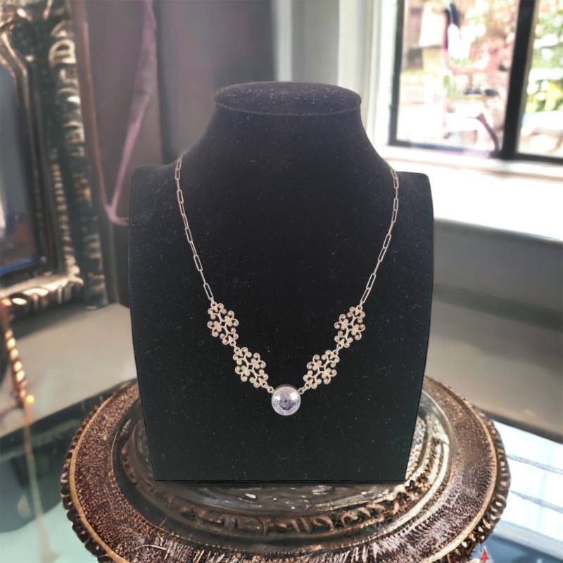 Collier 835Er Silber Silberkette Zirkonia Eyecatcher 40cm Lang 2, 1mm Breit Edel Optik Vintage Retro von MeineSchmuckliebe