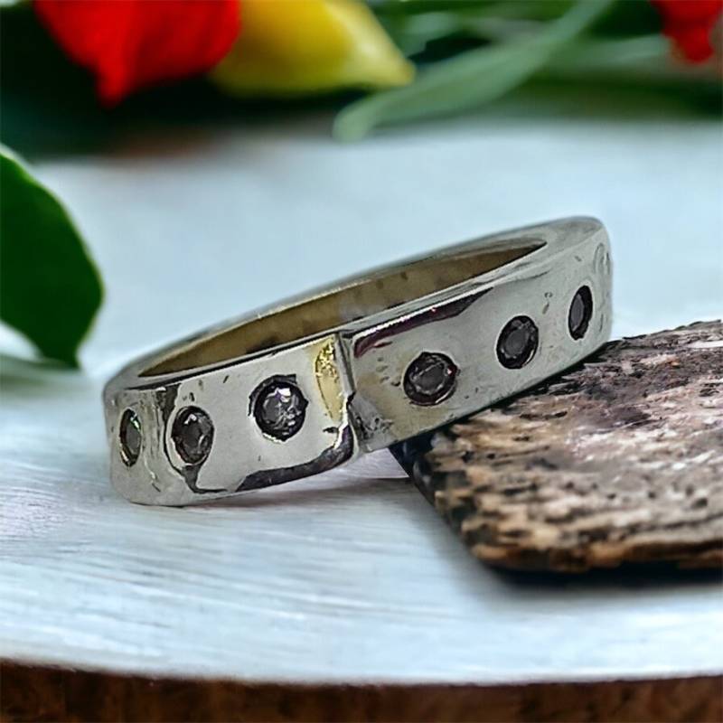 Damenring 16, 6 Mm Gr. 52 Silber 925Er Vintage Mit Steinen Besetzt Zirkonia Geschenk Seltene Form Ring Damen Silberring von MeineSchmuckliebe