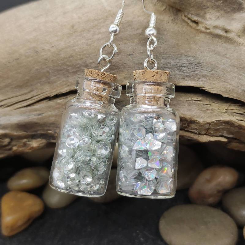 Hängeohrringe 925Er Silber Glas Gefüllt Mit Pailletten Ohrringe Echtes Damen Mädchen von MeineSchmuckliebe