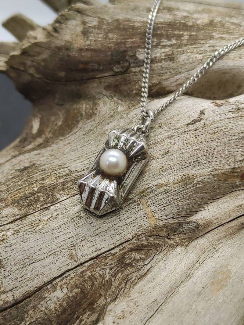 Halskette 43cm Damen 925Er Und 835Er Silber Kette Vintage Perle Zeitlos Retro Silberkette von MeineSchmuckliebe