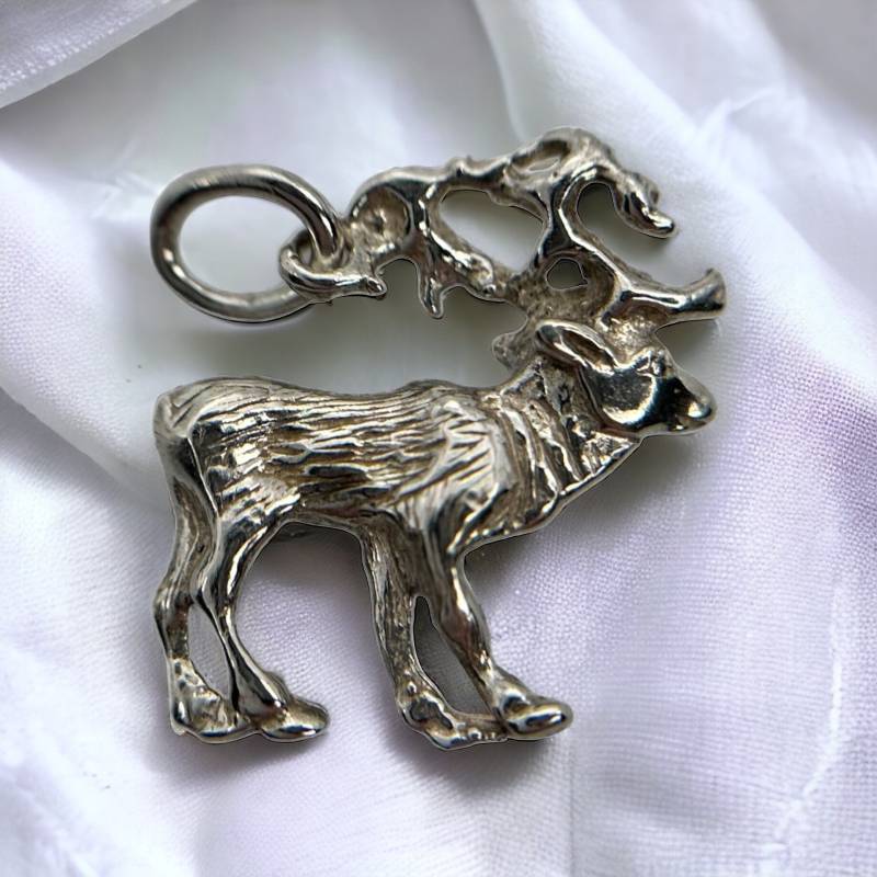 Hirsch Kettenanhänger 925Er Silber Vintage Style Geschenk Elch Jäger Jagdt Anhänger Charms von MeineSchmuckliebe