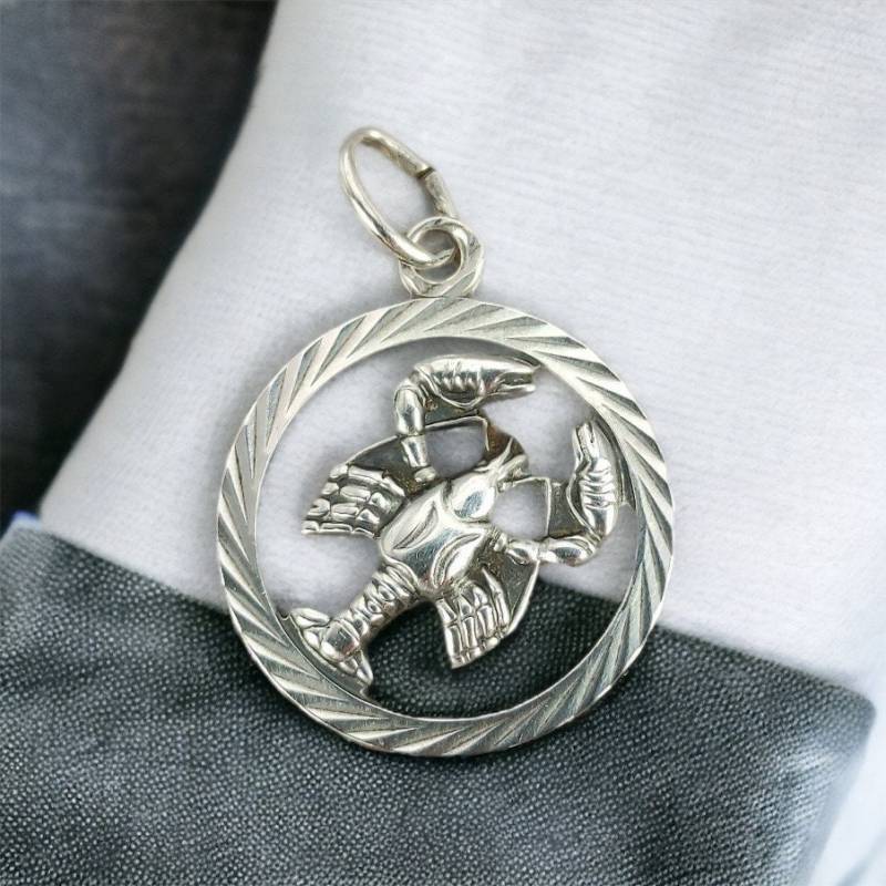 Krebs Kettenanhänger 835Er Silber Sternzeichen Anhänger 25 X 18 Mm Vintage Schmuck Geschenk Unisex Horoskop von MeineSchmuckliebe