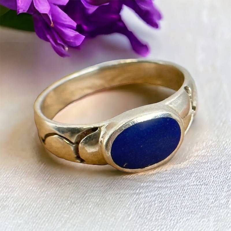 Lapislazuli Ring 16, 2 Mm Gr. 51 Patina 925Er Silber Vintage Silberring Damenring Damen von MeineSchmuckliebe