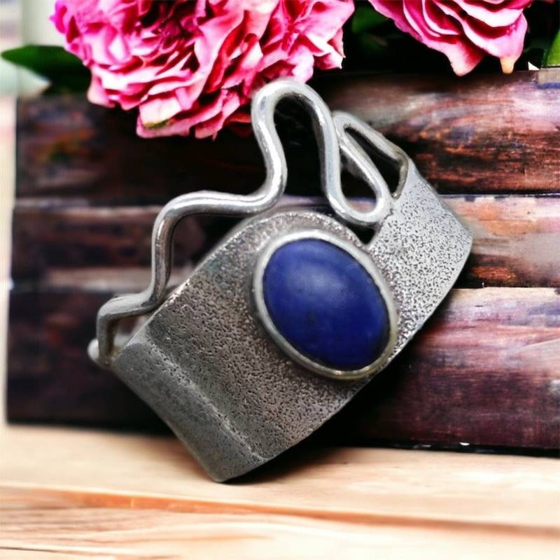 Lapislazuli Ring 16, 9 Mm Gr. 53 Patina 925Er Silber Vintage Silberring Damenring Damen von MeineSchmuckliebe