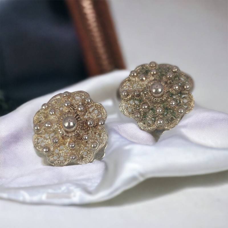 Ohrclips 835Er Silber Edles Design Geschenk Patina Damen Geschenkidee Retro von MeineSchmuckliebe