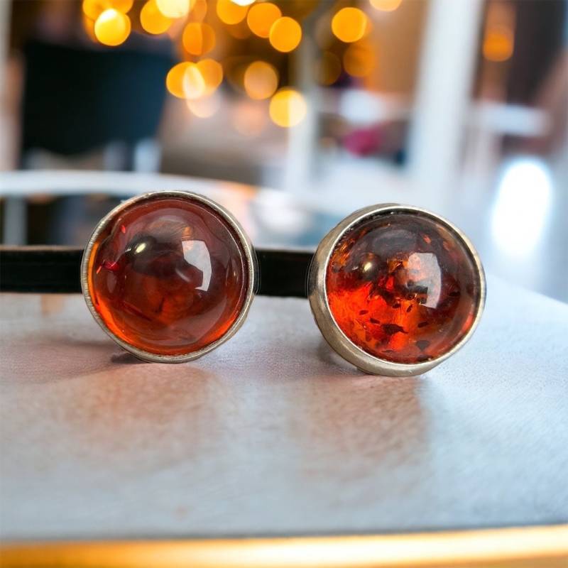 Ohrstecker 925Er Silber Bernstein Edelstein Design Ohrringe Ohr Stecker Damen Mädchen Vintage von MeineSchmuckliebe