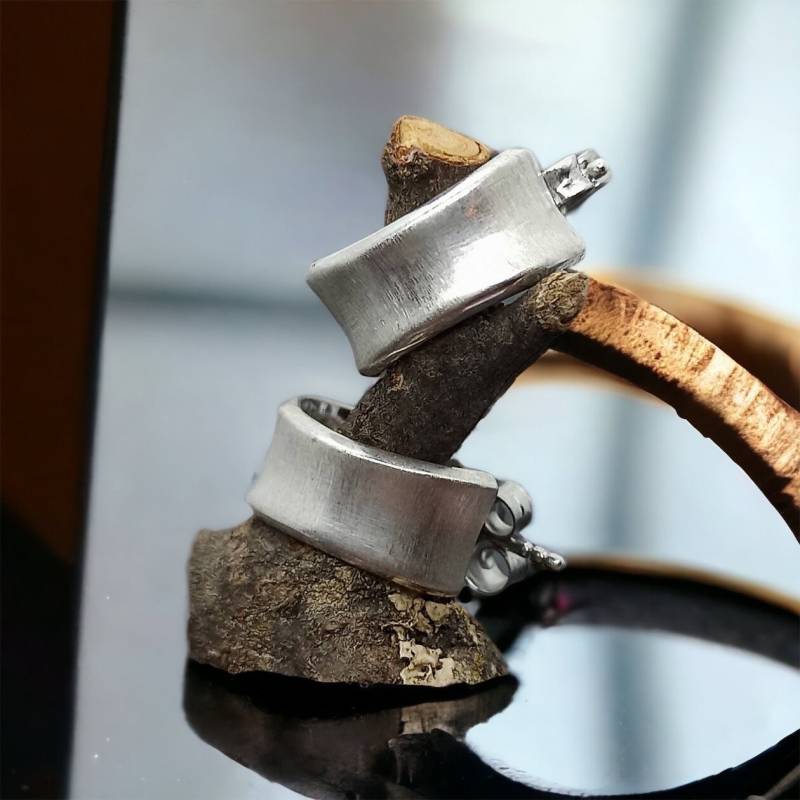 Ohrstecker 925Er Silber Gebürstet Recycled Upcycling Unikat Ca 13, 5mm Durchmesser 7mm Breit Ohrringe Ohr Stecker Damen Mädchen von MeineSchmuckliebe