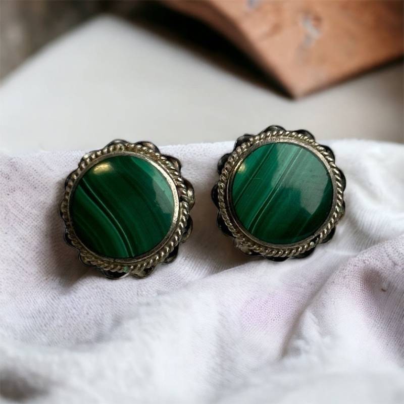 Ohrstecker Echt Silber Malachit Vintage Accessoires Geschenk Ohr Stecker Ohrschmuck Ohrringe Damen Mädchen von MeineSchmuckliebe
