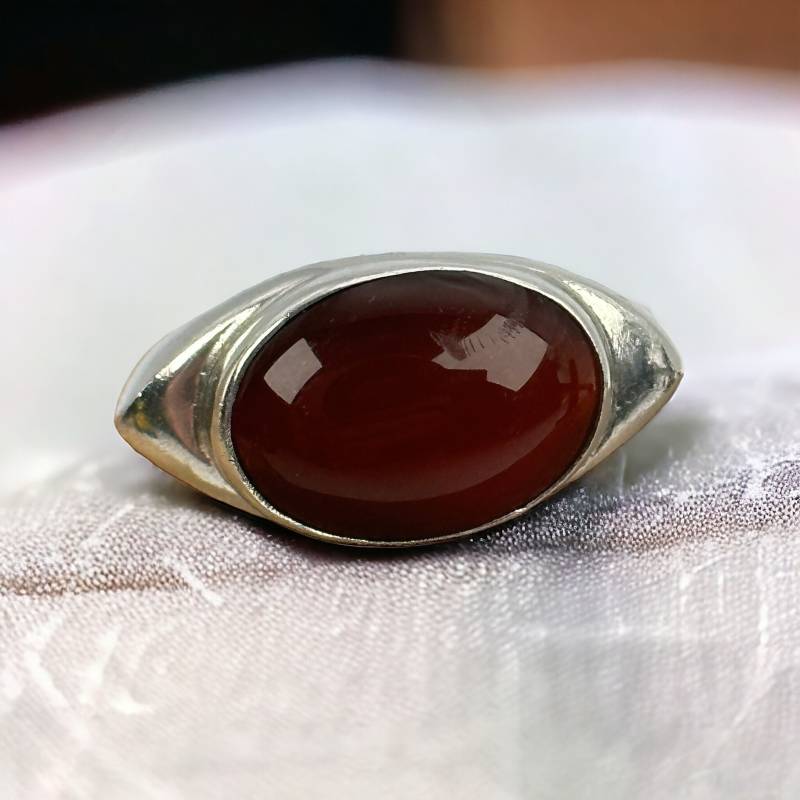 Ring 18, 5 Mm Gr. 58 Vintage Echt Silber Mit Edelstein Retro Patina Damen Silberring Damenring von MeineSchmuckliebe