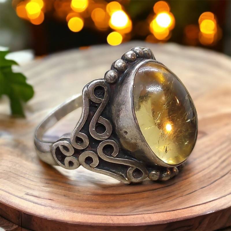 Ring 19, 4 Mm Gr. 61 Edelstein Silberring 925Er Silber Vintage Damenring Herren von MeineSchmuckliebe