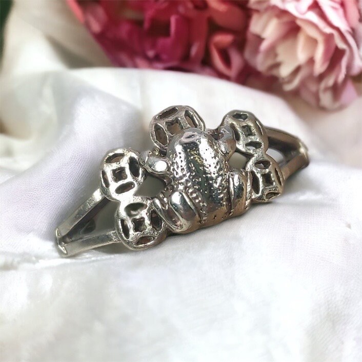 Ring Feng Shui Money Frog 16, 6 Mm Gr. 52 Silberring 925Er Silber Damenring Vintage Geldfrosch von MeineSchmuckliebe
