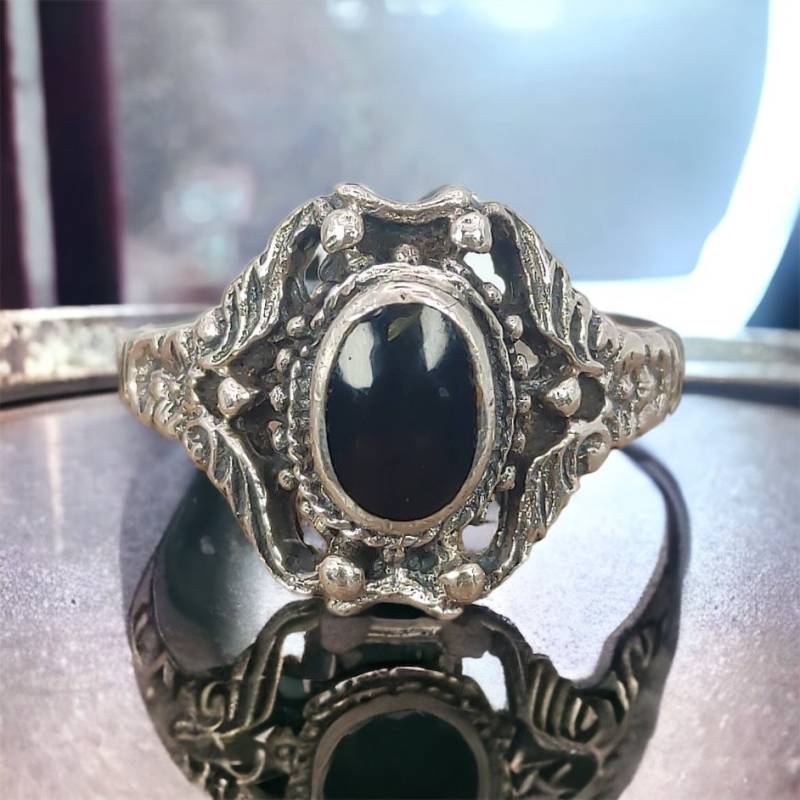 Ring Onyx 18, 1 Mm Gr. 57 Silberring 925Er Silber Vintage Retro Zeitlos Damenring Damen Retro von MeineSchmuckliebe