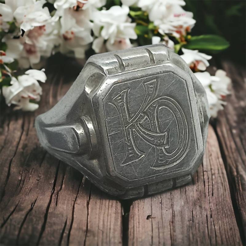 Siegelring 19, 4 Mm Gr. 61 Silberring Vintage 835Er Silber Initialen Kd Monogramm Accessoires Studenten Ring Monogrammring Herren von MeineSchmuckliebe