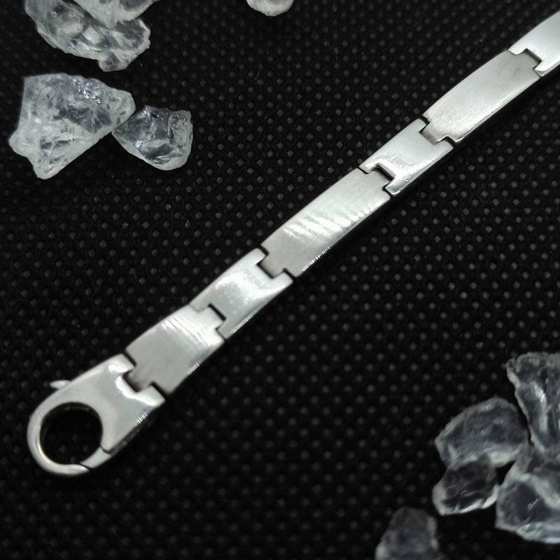 Silberarmband Ca. 19, 5cm Lang 5, 5mm Breit Vintage Armband 925Er Handschellen Design Glänzend Gebürstet 90Er Jahre Armkette von MeineSchmuckliebe