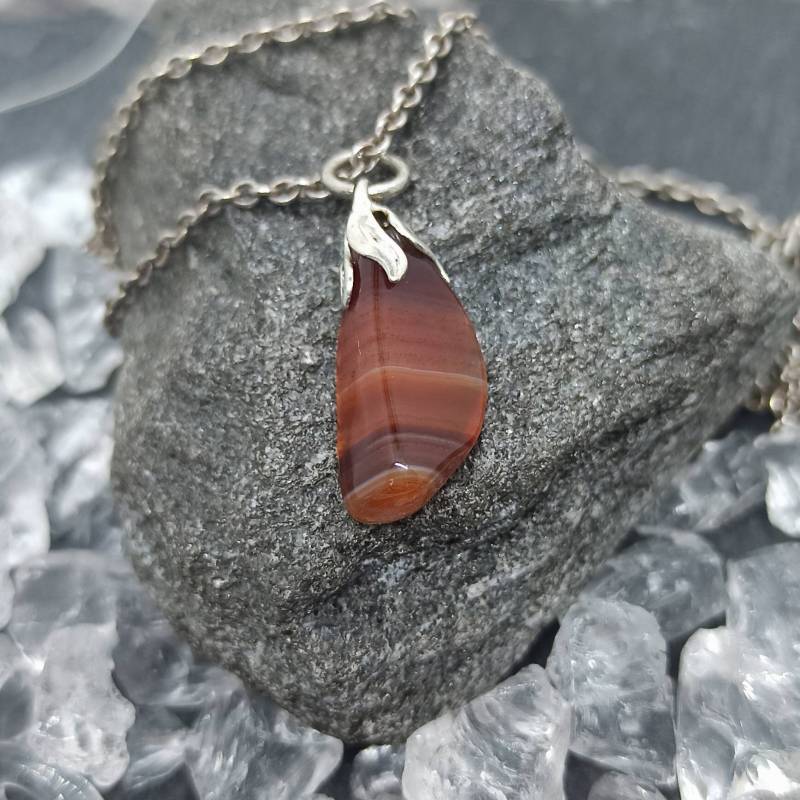 Silberkette 61cm Mit Edelstein Ankerkette Anhänger Vintage Heilstein Accessoires 835Er Silber Kette Halskette Damenkette von MeineSchmuckliebe