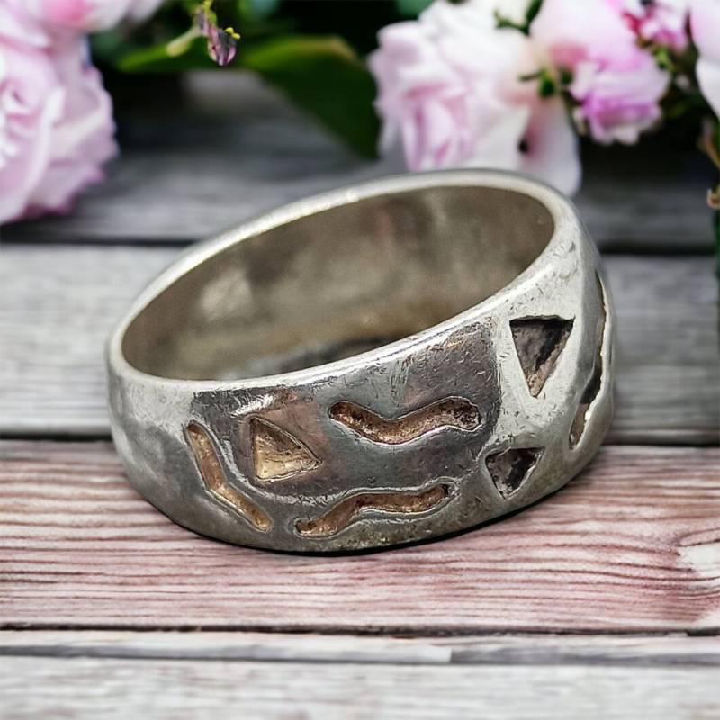 Silberring 18, 2 Mm Gr. 57 Silber 925Er Vintage Dreieck Applikationen Muster Damenring Ring von MeineSchmuckliebe