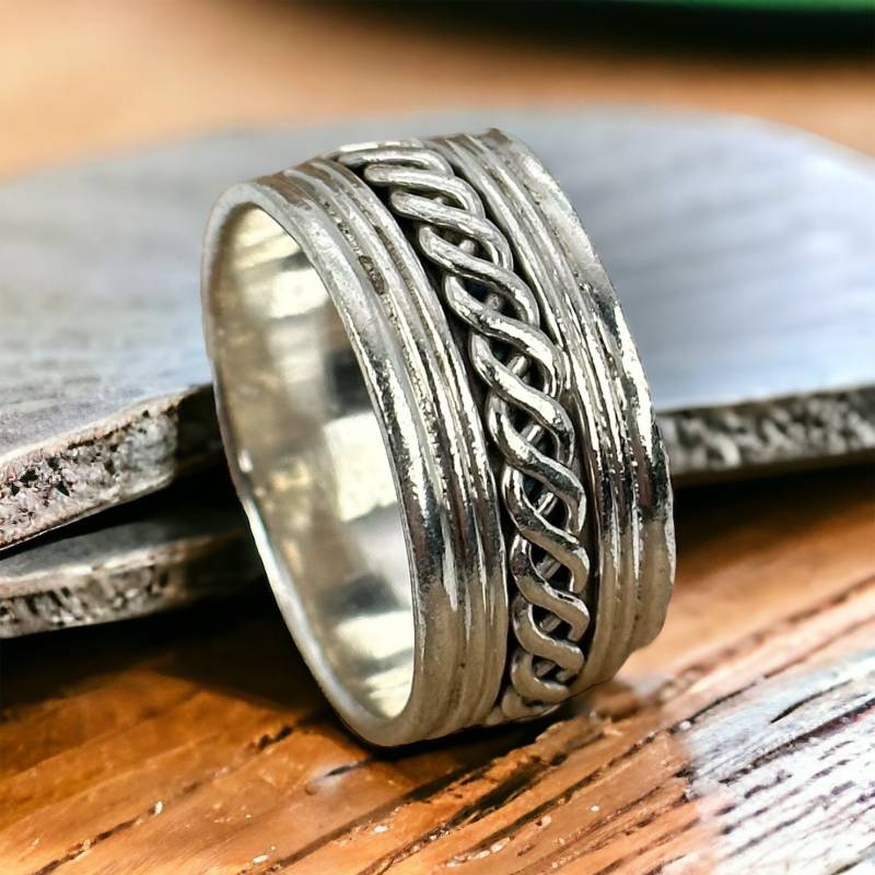 Silberring 20 Mm Gr. 63 Vintage 925Er Silber Ring Damen Herren Muster von MeineSchmuckliebe