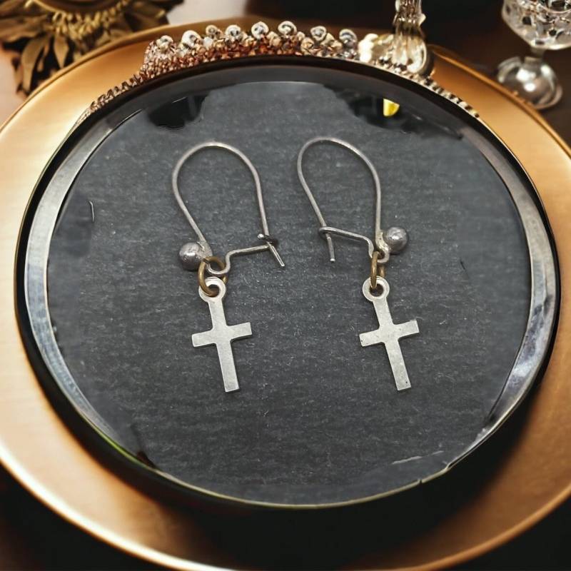 Zarte Kreuz Hängeohrringe Echt Silber Schmuck Vintage Ohrstecker Ohr Stecker Damen Mädchen von MeineSchmuckliebe