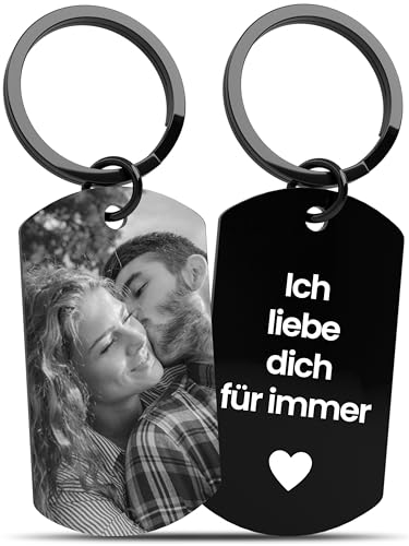 Meinearmbänder Personalisierter Schlüsselanhänger für Papa mit Foto Individuelle Gravur auf der Rückseite Geschenk für Vater mit Name oder Text Einzigartiges Vatertagsgeschenk von Sohn oder Tochter von Meinearmbänder