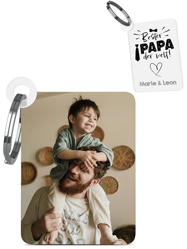 Meinearmbänder Personalisierter Schlüsselanhänger mit Farbfoto & Gravur – Geschenk für Papa oder Vater – Individuelle Botschaft mit Namen oder Text – Persönliches Vatertagsgeschenk von Meinearmbänder