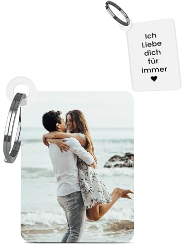 Meinearmbänder Personalisierter Schlüsselanhänger mit Farbfoto & Gravur – Romantisches Geschenk für Partner oder Partnerin – Mit individueller Botschaft, Namen oder Text – Persönliches Liebesgeschenk von Meinearmbänder