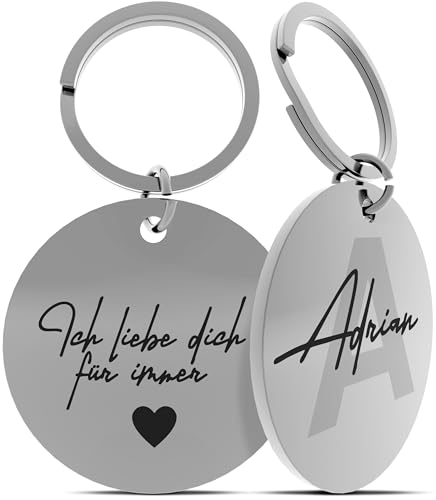 Meinearmbänder Personalisierter Schlüsselanhänger mit Gravur – Hochwertiger Druck – Robuster & stilvoller Anhänger – Individuelles Geschenk für Männer & Frauen (Silberner runder Schlüsselanhänger) von Meinearmbänder