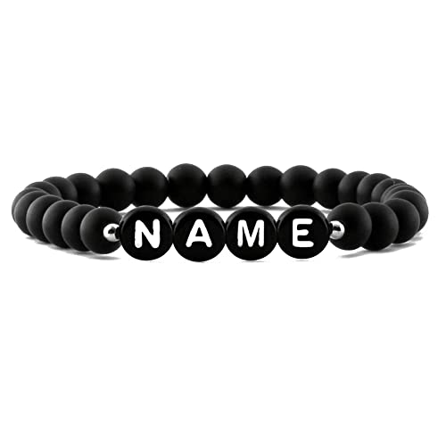 Partnerarmbänder | 1 STÜCK | Personalisierte Armbänder | Perlenarmband | Onyx PerlenIndividueller | Schmuck für Herren und Frauen | Geschenk für Paare (1 Armband) von Meinearmbänder