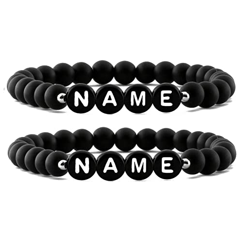 Partnerarmbänder | 2 STÜCK | Personalisierte Armbänder | Perlenarmband | Onyx PerlenIndividueller | Schmuck für Herren und Frauen | Geschenk für Paare von Meinearmbänder
