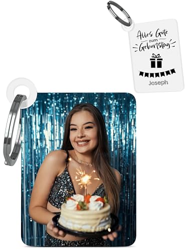 Personalisierter Schlüsselanhänger mit Farbfoto & Gravur – Persönliches Geschenk zum Geburtstag – Mit individueller Botschaft, Namen oder Text – Für Männer, Frauen oder Kinder von Meinearmbänder
