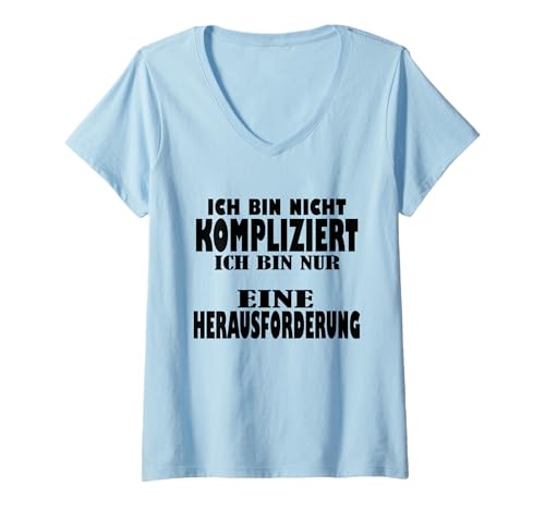 Damen Ich bin nicht kompliziert mama Ich bin nicht kompliziert T-Shirt mit V-Ausschnitt Damen Ich bin nicht kompliziert mama Ich bin nicht kompliziert T-Shirt mit V-Ausschnitt von Meinungsfreiheit Hetz mich nicht Ich bin single