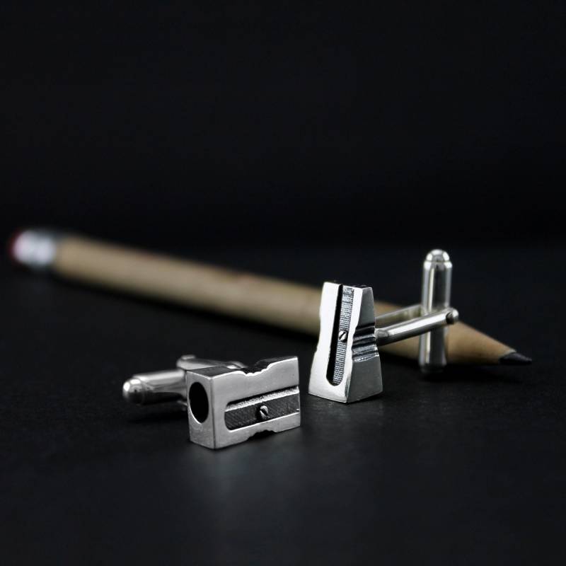 Manschettenknöpfe Aus 925Er Sterlingsilber Mit Bleistiftspitzer, Für Architekten, Originale Silber, Hemden, Hochzeiten von MeiroJoyas