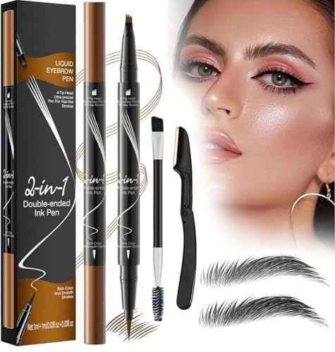 3D Magischer Augenbrauenstift,Aaugenbrauenstift Wasserfest,2-in-1Eyebrow Pencil mit 4 Gabelspitze Applikator,Augenbrauenstift Kann Leicht Natürliche Augenbrauen Brauen(Gray-B) von Meiruier