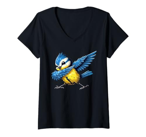 Damen Meise Dabbing | Lustiges Vogelmotiv mit tanzender Blaumeise T-Shirt mit V-Ausschnitt Damen Meise Dabbing | Lustiges Vogelmotiv mit tanzender Blaumeise T-Shirt mit V-Ausschnitt von Meise Designer Designs