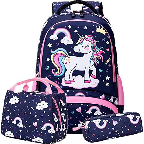 Schulrucksack Mädchen Einhorn Schulranzen Set Mädchen Schul Sachen für Mädchen Reisetasche Kinder Rucksäcke Mädchen Schule Taschen Mädchen von Meisohua