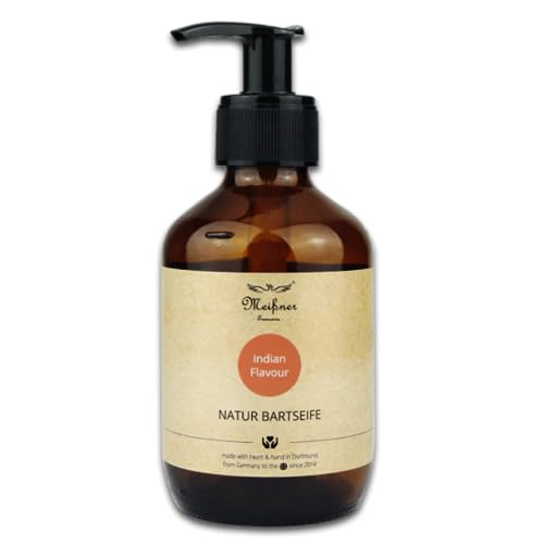 Meißner Tremonia - 200ml Bartseife "Indian Flavour" - Bartshampoo ohne künstliche Zusatzstoffe - veganes Bartshampoo für Männer mit Bio-Olivenöl für intensive Pflege - Für die tägliche Bartpflege von Meißner - Tremonia -