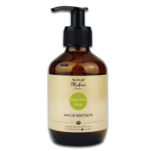 Meißner Tremonia - 200ml Bartseife "Stone Pine Citrus" - Bartshampoo ohne künstliche Zusatzstoffe - veganes Bartshampoo für Männer mit Bio-Olivenöl für intensive Pflege - Für die tägliche Bartpflege von Meißner - Tremonia -