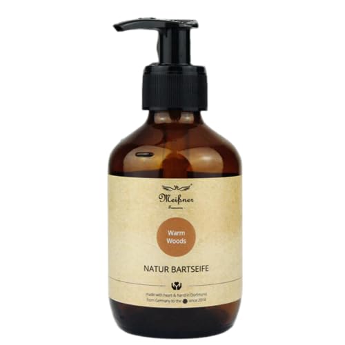 Meißner Tremonia - 200ml Bartseife "Warm Woods" - Bartshampoo ohne künstliche Zusatzstoffe - veganes Bartshampoo für Männer mit Bio-Olivenöl für intensive Pflege - Für die tägliche Bartpflege von Meißner - Tremonia -