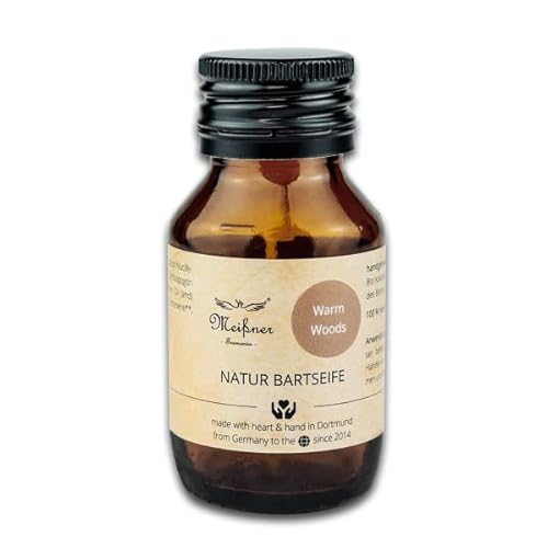 Meißner Tremonia - 50ml Bartseife "Warm Woods" - Bartshampoo ohne künstliche Zusatzstoffe - veganes Bartshampoo für Männer mit Bio-Olivenöl für intensive Pflege - Für die tägliche Bartpflege von Meißner - Tremonia -